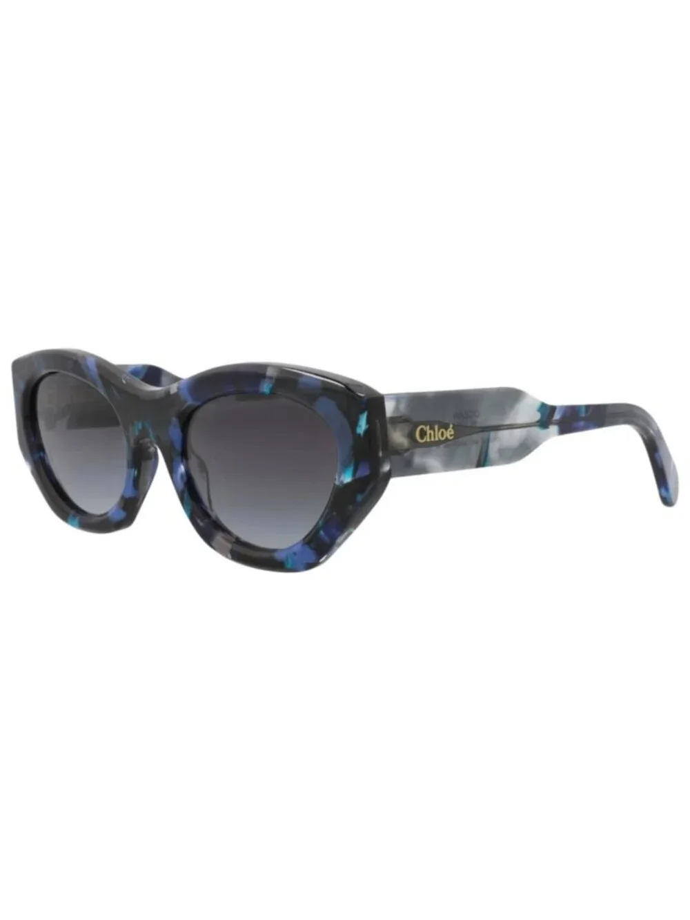 New Chloé Women's Sunglasses Cat Eye Recycled Acetate Frame Blue Blue Grey